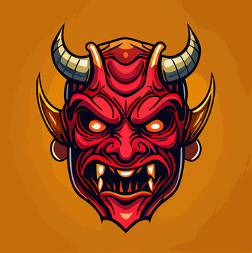 Vector illustration of a chinese demon mask