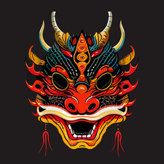 Vector illustration of a chinese dragon mask.