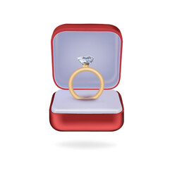 Wedding ring in a gift box. Vector 3D graphics in high resolution