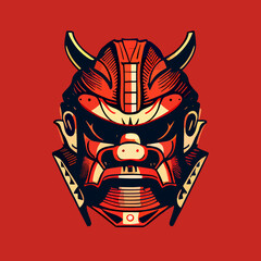 Vector illustration of a traditional chinese samurai mask