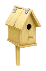 Obraz na płótnie Canvas Wooden starling-house - home for birds, wooden house. PNG