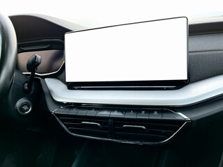 The interior of the car. Car-mounted tablet with mockup