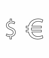 Dollar and euro symbols.