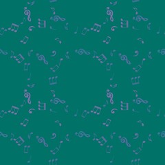 Fototapeta premium Cartoon seamless music notes pattern for wrapping paper and kids clothes print and fabrics and linens
