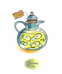 Color vector clipart from the Lemonade set. Lemons, drinks, lemon pattern, twigs and fresh drinks.