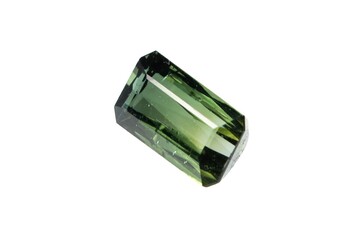 Natural beautiful gemstone tourmaline on white background