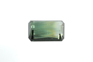 Natural beautiful gemstone tourmaline on white background