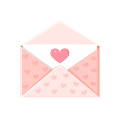 Illustration of an envelope with heart. Love message. Valentine's day love letter for postcard, poster, print, holiday card.