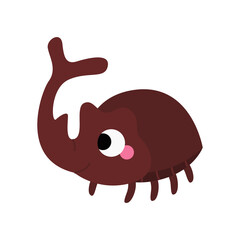 Cute rhinoceros beetle with big eyes and cheeks. Forest or garden insect, bug for children. Funny childish characters. Nature animal for prints, clothes, stickers, textile, baby shower. Cartoon vector
