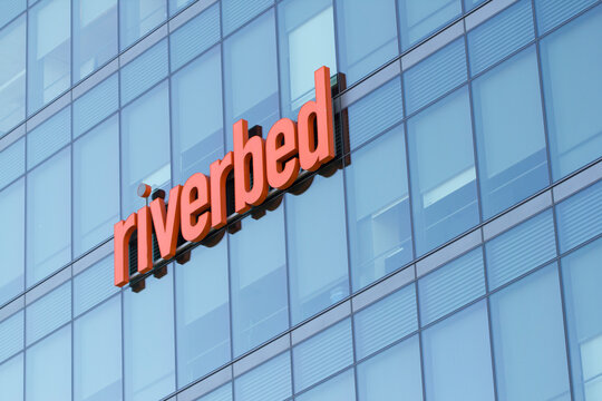 San Francisco, CA, USA - Feb 9, 2020: Riverbed logo is seen at the American information technology company Riverbed Technology, Inc.'s Headquarters in San Francisco, California.
