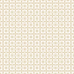 Foto op Canvas Abstract vector geometric seamless pattern. Golden luxury ornament texture with lines, diamonds, rhombuses, stars, grid. Simple minimal fold and white background. Repeat design for decor, textile © Olgastocker