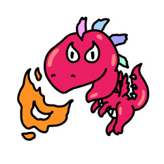 red dragon with fire, character design, cute cartoon isolated , graphic design for presentation, marketing, art, illustration, t-shirt design, cartoon, comic, advertising, online media