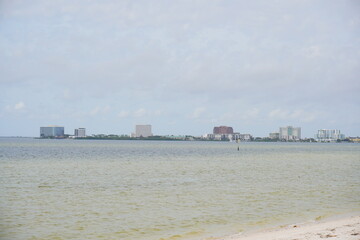 Winter landscape Cypress Point Park and Tampa Bay in Florida. It is close to TPA airport and is an Oceanfront park with a boardwalk, hiking trails, dunes, picnic shelters and a canoe dock.