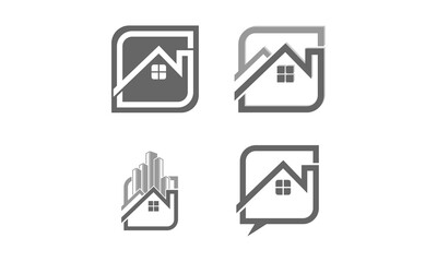 House property set symbol vector logo