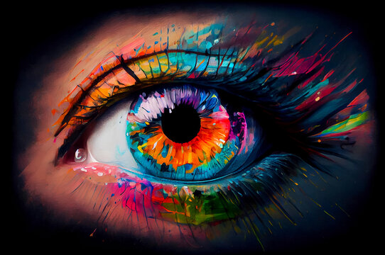 Colorful Painting Of A Human Eye