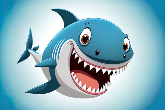 a shark themed cartoon character for the summer. Generative AI