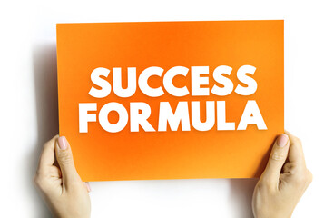 Success Formula text on card, concept background