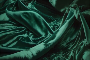 Green Silk velvet fabric texture soft and smooth. Generative AI