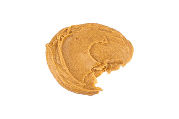 Smears of delicious peanut butter on a white background. Isolated image.