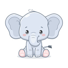 vector illustration of cute baby elephant cartoon