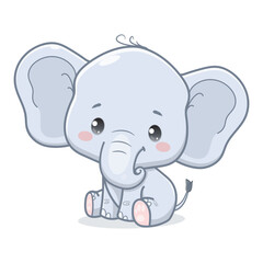 vector illustration of cute baby elephant cartoon