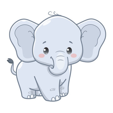 vector illustration of cute baby elephant cartoon