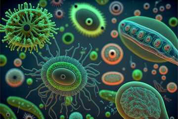 The Microbiome: An Illustration of Microbes and Bacteria