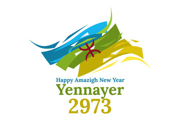 Happy New Amazigh Year. Yennayer 2973. Suitable for greeting card, poster and banner.
