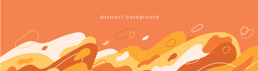 Spring or summer background with abstract line and dynamic shapes. Compositions of colored spots. Flat vector illustration