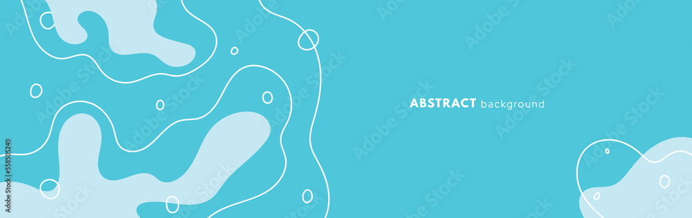 Poster modern water blue abstract background. composition of amorphous forms and lines in minimalist style.