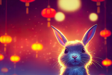 cute little rabbit character design for Chinese New Year 2023, year of the rabbit.