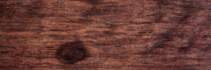 Wood Background, Dark Brown Wooden Texture, Old Board Surface Pattern with Blank Space