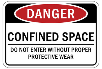Confined space sign and labels do not enter without proper protective wear