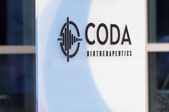 South San Francisco, CA, USA - Mar 1, 2020: Entrance Sign At Biopharmaceutical Company CoDa Therapeutics South San Francisco Office. CoDa Makes Tunable Gene Therapy To Treat Neurological Disorders.