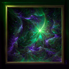 abstract background with glowing lines fractal background with space  with glowing stars