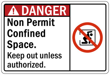 Confined space sign and labels non permit keep out unless authorized