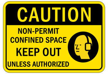 Confined space sign and labels non permit confined space keep out unless authorized