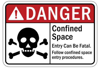 Confined space sign and labels entry can be fatal follow procedures
