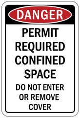 Confined space sign and labels permit required do no enter or remove cover