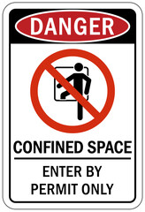 Confined space sign and labels enter by permit only