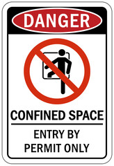 Confined space sign and labels entry by permit only