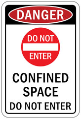 Confined space sign and labels do not enter