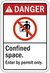 Confined space sign and labels enter by permit only