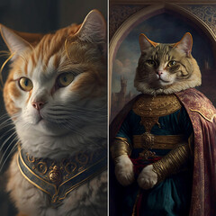 Cat Painted Painting Renaissance King AI Generated