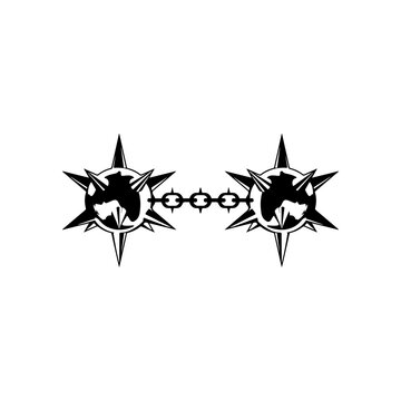 black spiked flail weapon on white clip art preview