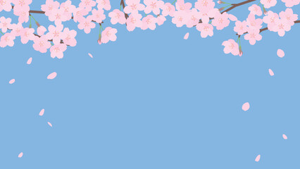 桜と花吹雪のフレームイラスト