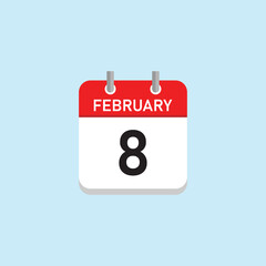 February 8 Concept Design. Vector Illustration.