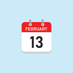 February 13 Concept Design. Vector Illustration.