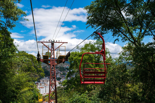Empty Cable Car Cabin in Hills of Nova Friburgo, Brazil