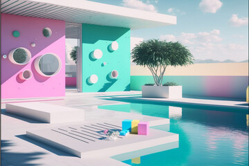 Outdoor Pool Area Psychedelic Architecture Concept 